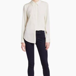 Theory Sunaya Silk Blouse in Ivory